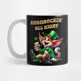 St Patricks day leprechaun cat - Shamrockin‘ all night Mug